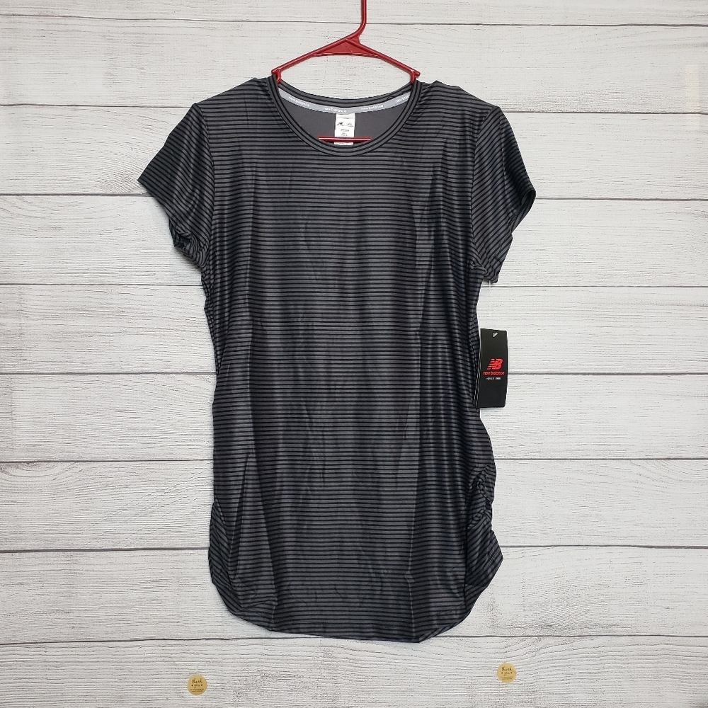 NWT‎ NEW BALANCE NB Dry Space Dye Short Sleeve Striped Tee Women's Large